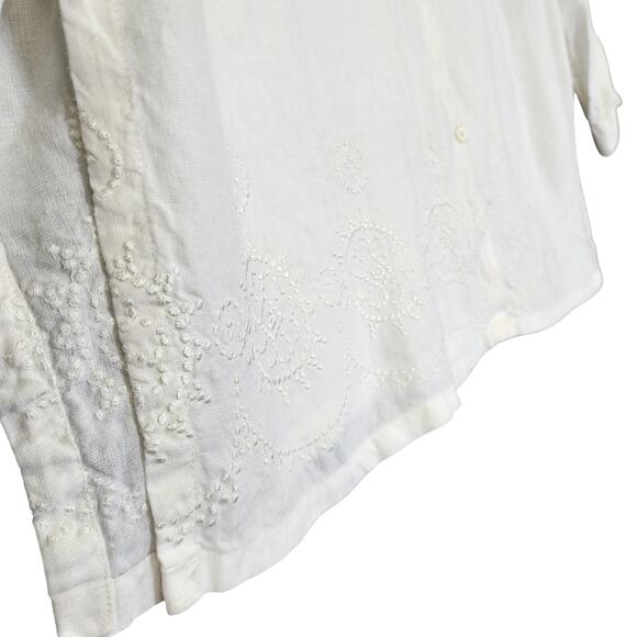 Liz Claiborne by Elisabeth Womens Linen Embroidered Button Up Shirt Plus Size 2X - Picture 3 of 9